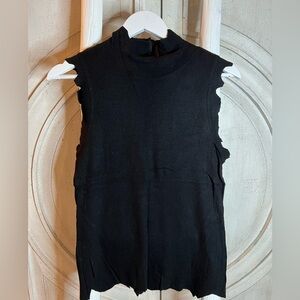 LNA Ragged Design Black Sleeveless Ribbed Top